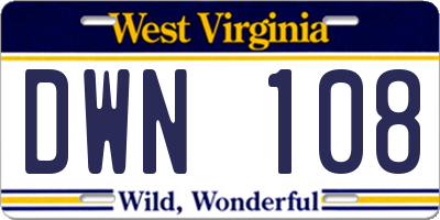 WV license plate DWN108