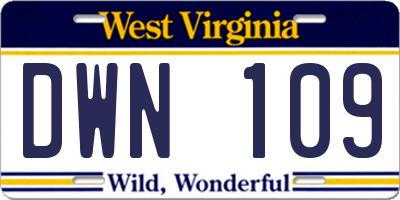 WV license plate DWN109