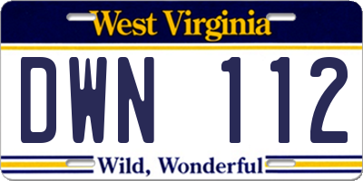 WV license plate DWN112