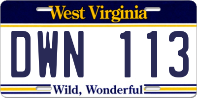 WV license plate DWN113