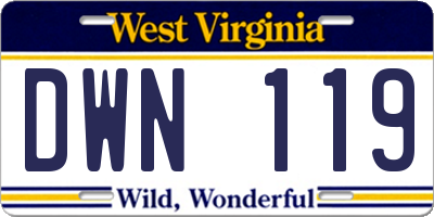 WV license plate DWN119