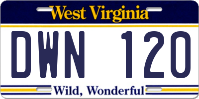 WV license plate DWN120