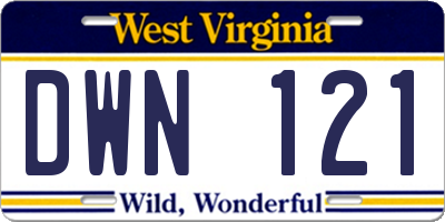 WV license plate DWN121