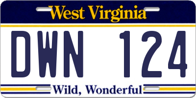 WV license plate DWN124