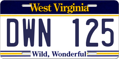WV license plate DWN125