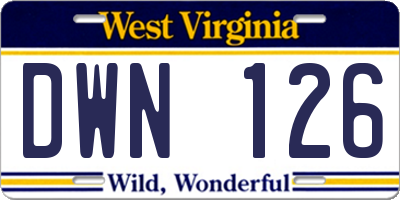 WV license plate DWN126