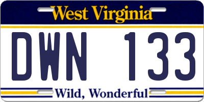 WV license plate DWN133