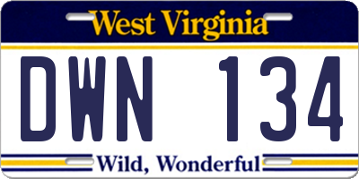WV license plate DWN134