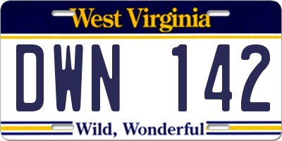 WV license plate DWN142