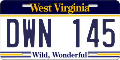 WV license plate DWN145