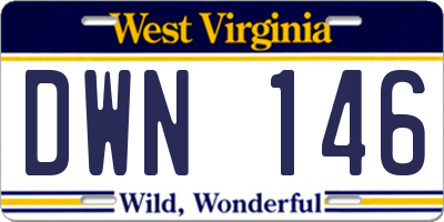 WV license plate DWN146