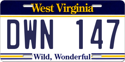WV license plate DWN147