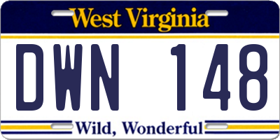 WV license plate DWN148