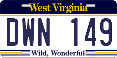 WV license plate DWN149