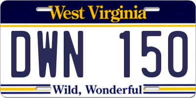 WV license plate DWN150