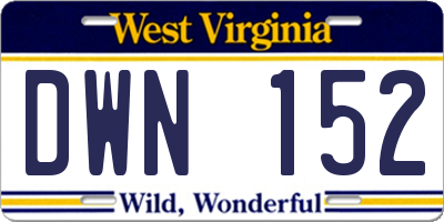 WV license plate DWN152