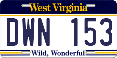 WV license plate DWN153