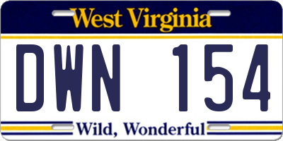 WV license plate DWN154