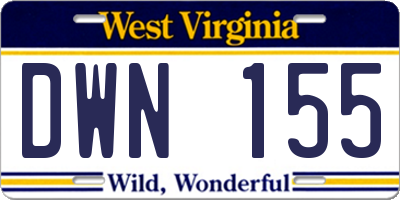 WV license plate DWN155