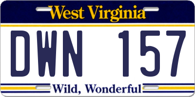 WV license plate DWN157
