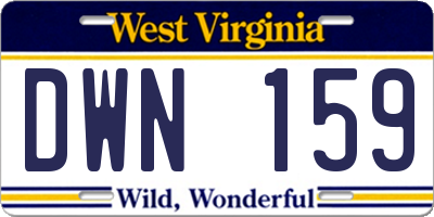 WV license plate DWN159