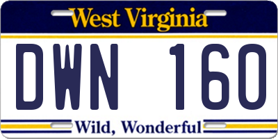 WV license plate DWN160