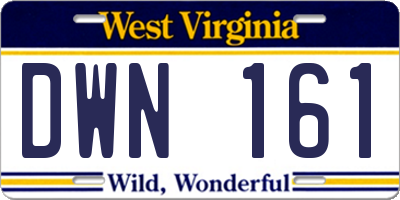 WV license plate DWN161
