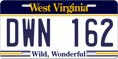 WV license plate DWN162