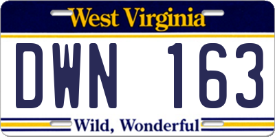 WV license plate DWN163