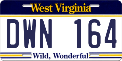 WV license plate DWN164