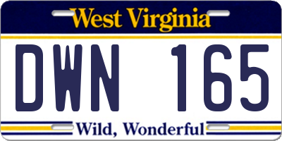 WV license plate DWN165