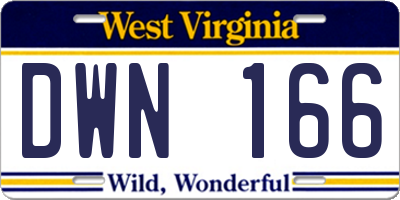 WV license plate DWN166