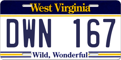 WV license plate DWN167