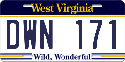 WV license plate DWN171