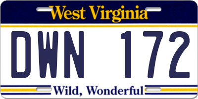 WV license plate DWN172