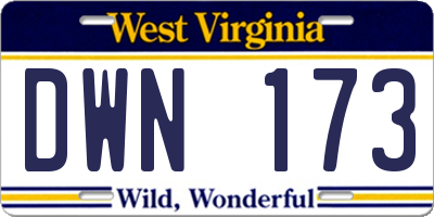 WV license plate DWN173