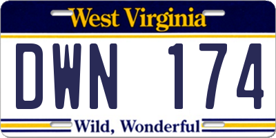 WV license plate DWN174