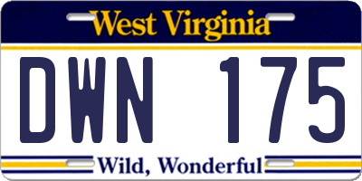 WV license plate DWN175