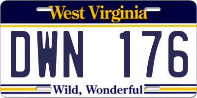 WV license plate DWN176