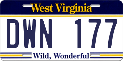 WV license plate DWN177