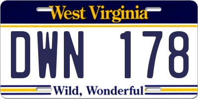 WV license plate DWN178