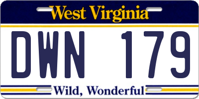 WV license plate DWN179