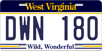 WV license plate DWN180