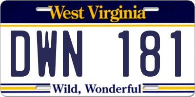 WV license plate DWN181