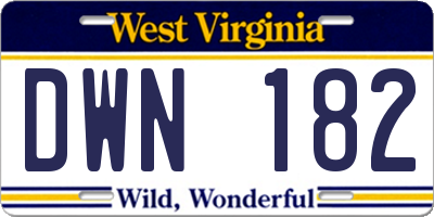 WV license plate DWN182