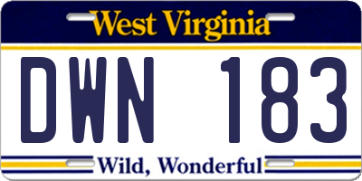 WV license plate DWN183