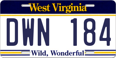 WV license plate DWN184