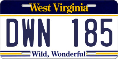 WV license plate DWN185