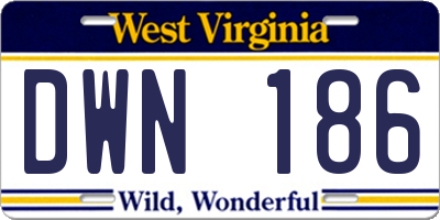 WV license plate DWN186