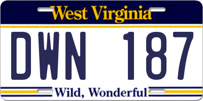 WV license plate DWN187